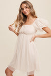 Be My Fairytale Mesh Babydoll Dress- Cream
