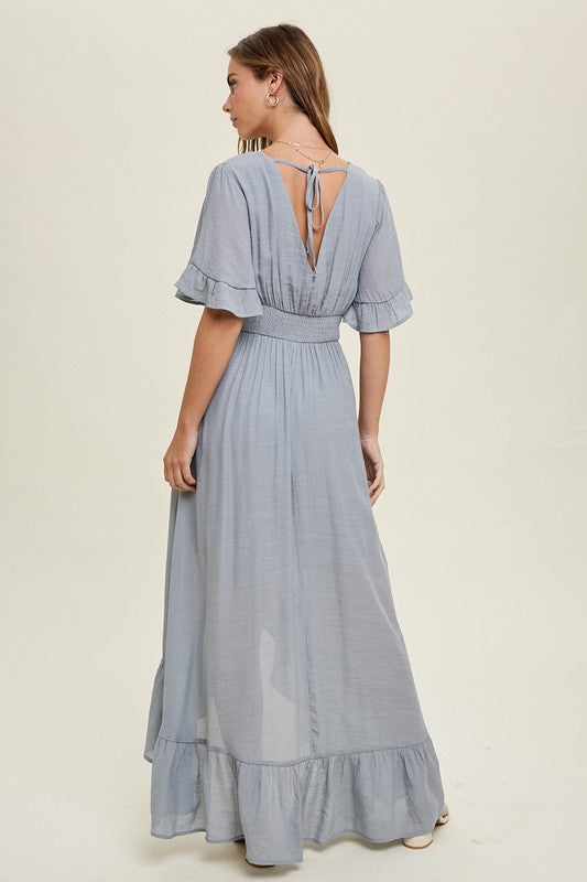 Fontana Lace Trim High-Low Maxi Dress