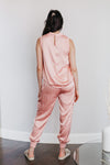 Whitley Satin Pocketed Jogger Pants - Pink