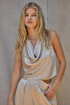 Silky Dreams Cowl Neck Halter Top