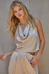 Silky Dreams Cowl Neck Halter Top