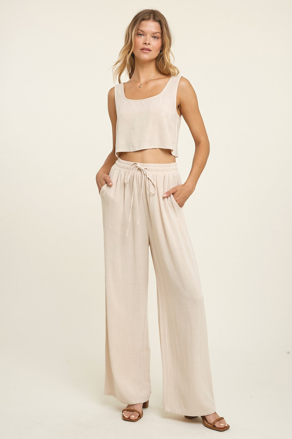 Bay Breeze Linen Crop Top