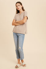 Sam Relaxed Knit Henley Tee - Mocha