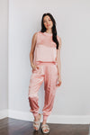 Whitley Satin Pocketed Jogger Pants - Pink