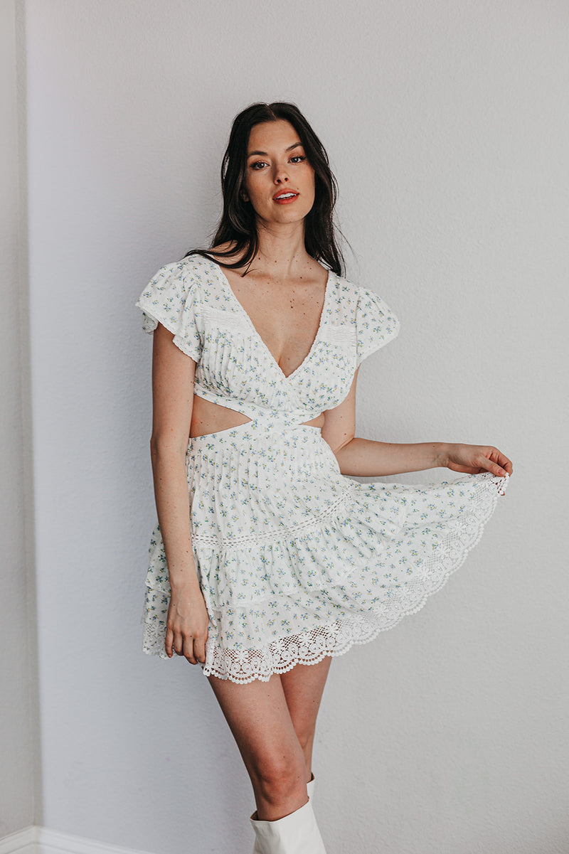 Something Sweet Floral Cut Out Mini Dress