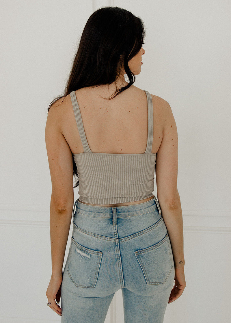Carsyn Padded Ribbed Cropped Tank - Champagne