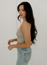 Carsyn Padded Ribbed Cropped Tank - Champagne