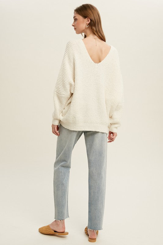 Darling One Knit V-Neck Sweater - Cream