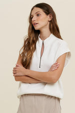 Anna Scuba Zipper Sweatshirt Vest - White