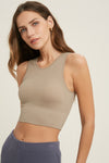 Sculpt Ribbed Padded Tank Top - Mocha