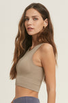 Sculpt Ribbed Padded Tank Top - Mocha