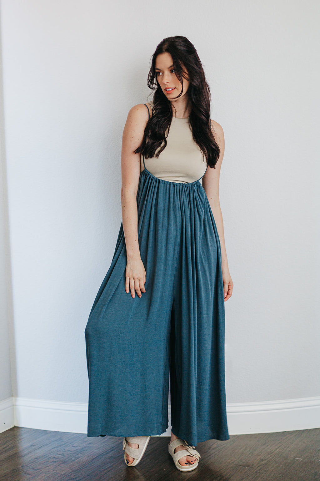 Half Moon Pocketed Suspender Jumpsuit