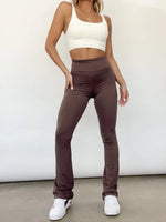 All Set High Rise Flared Pants- Cocoa