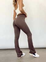 All Set High Rise Flared Pants- Cocoa
