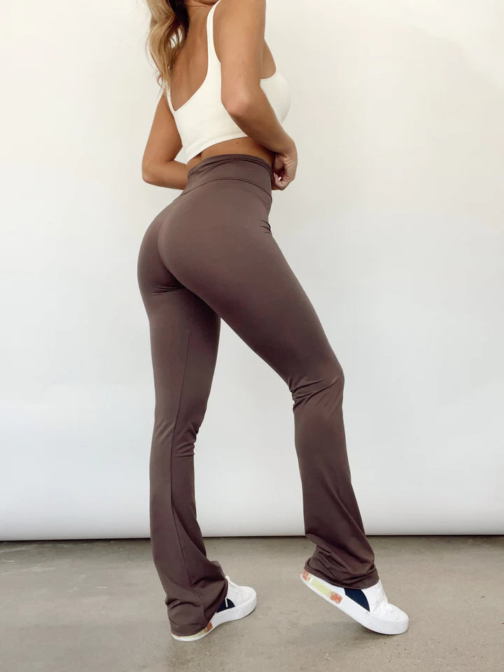 All Set High Rise Flared Pants- Cocoa