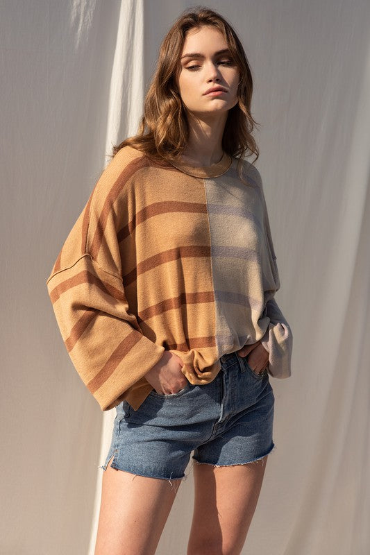 Janel Striped Color Block Sweater