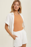 Off Shore Dreams Button Down Linen Top
