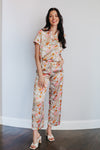 Pallas Floral Satin Pocketed Pants