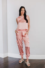 Whitley Satin Pocketed Jogger Pants - Pink