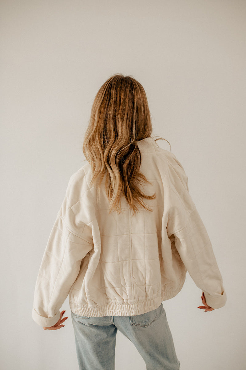 Timber Cotton Blend Pocketed Quilted Jacket - Cream
