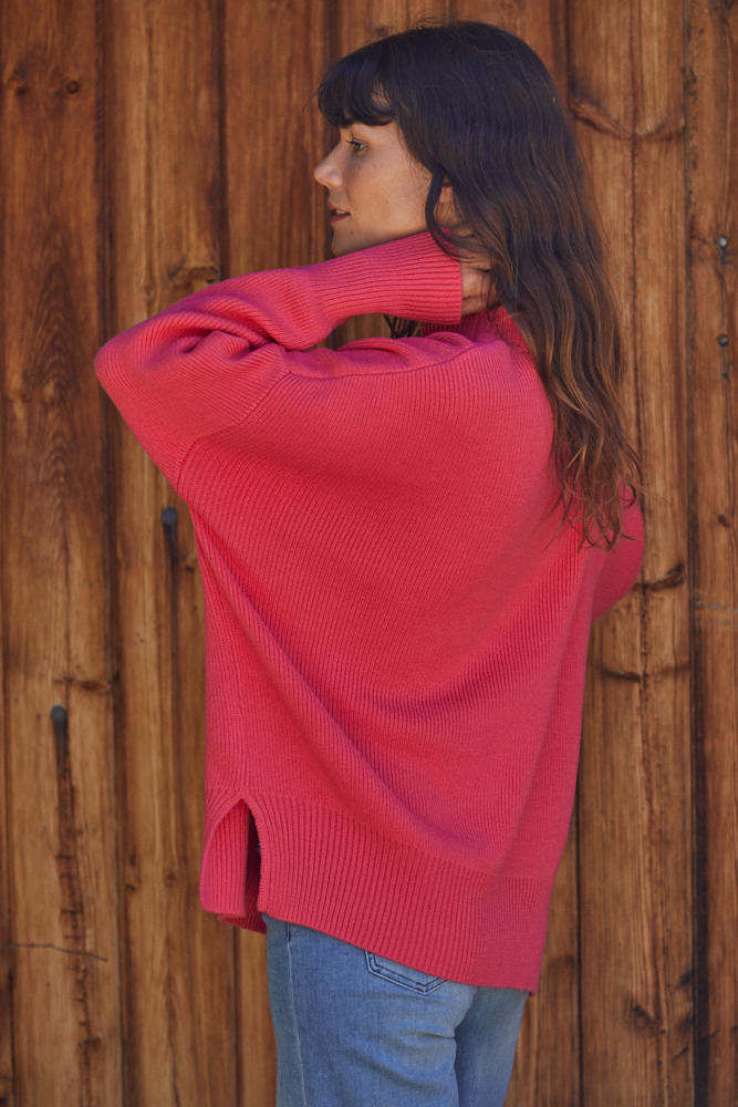 Langley Ribbed Chunky Sweater - Hot Pink
