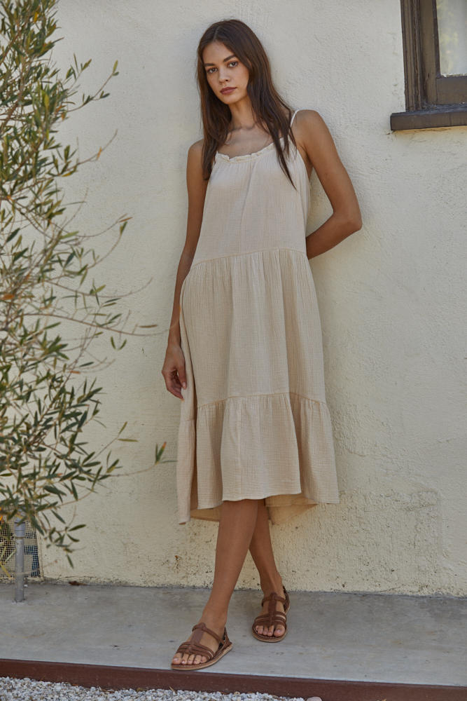 Liliana Cotton Ruffle Tiered Midi Dress