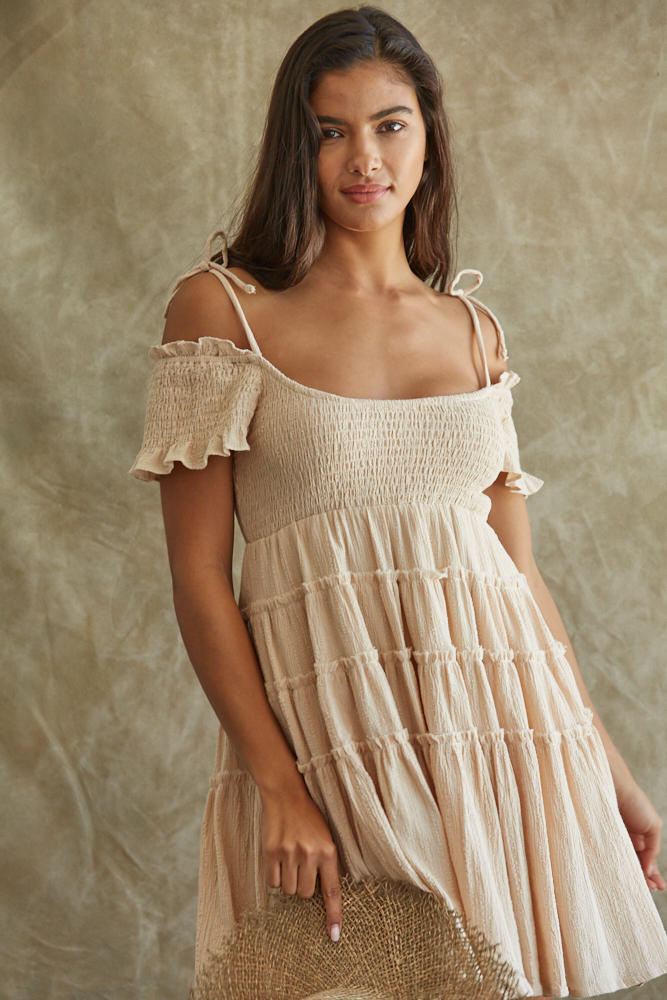 Gianna Smocked Ruffle Tiered Mini Dress