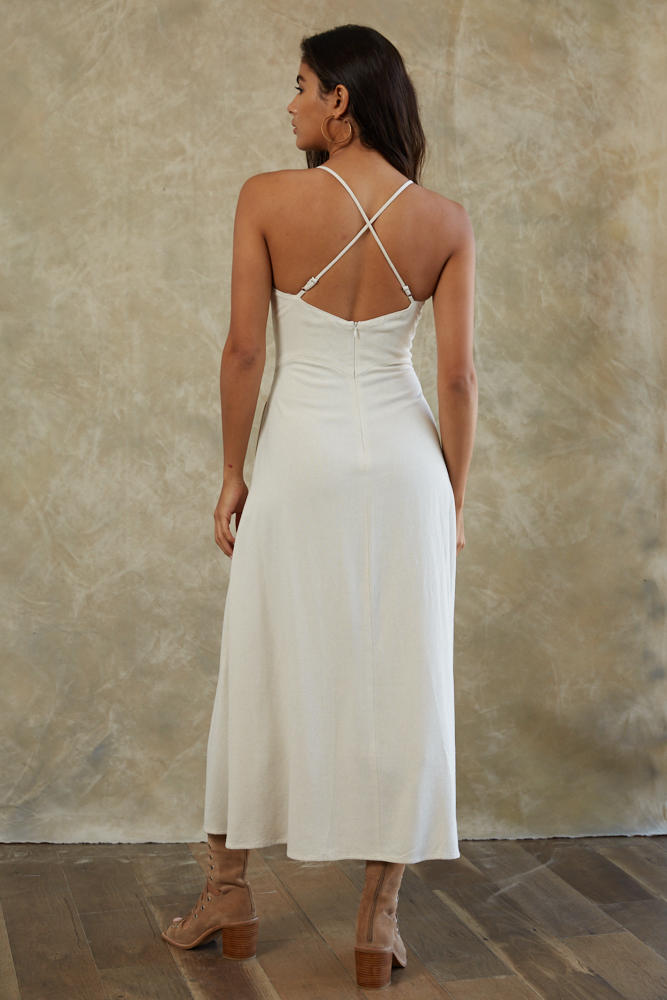 Bay Breeze Cutout Slit Midi Dress