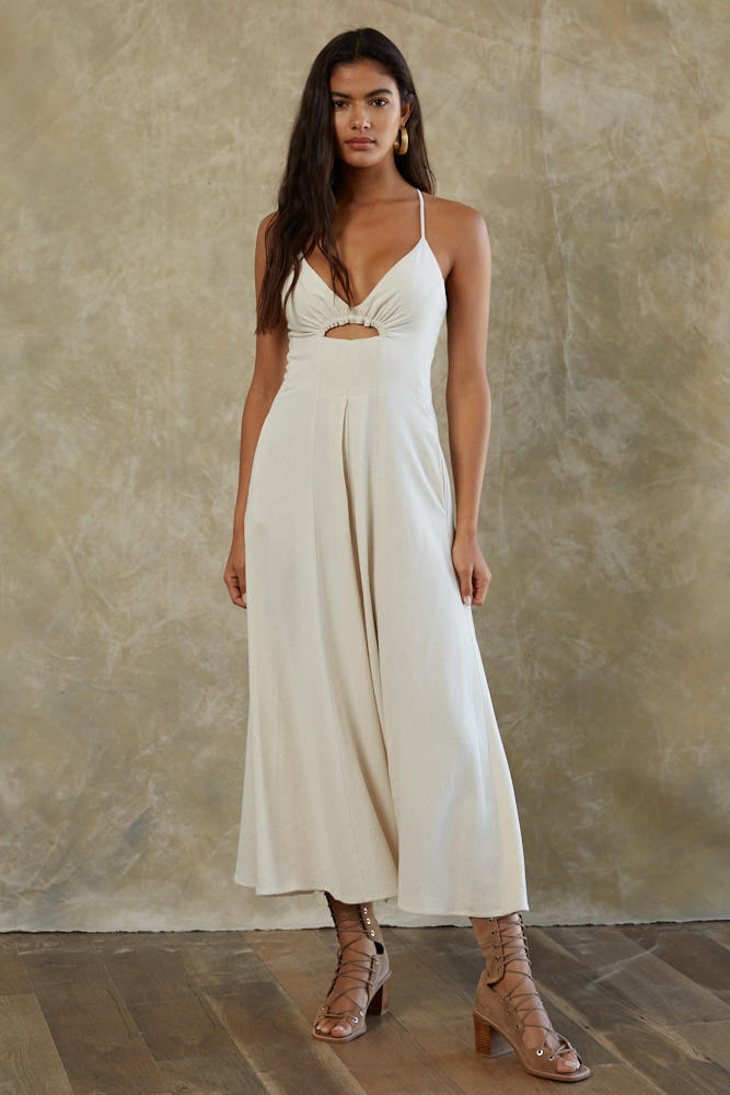 Bay Breeze Cutout Slit Midi Dress