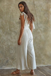 Sirius Pocketed Smocked Tie Linen Jumpsuit