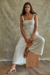 Sirius Pocketed Smocked Tie Linen Jumpsuit