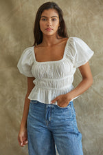 Dear August Puff Sleeve Crop Top
