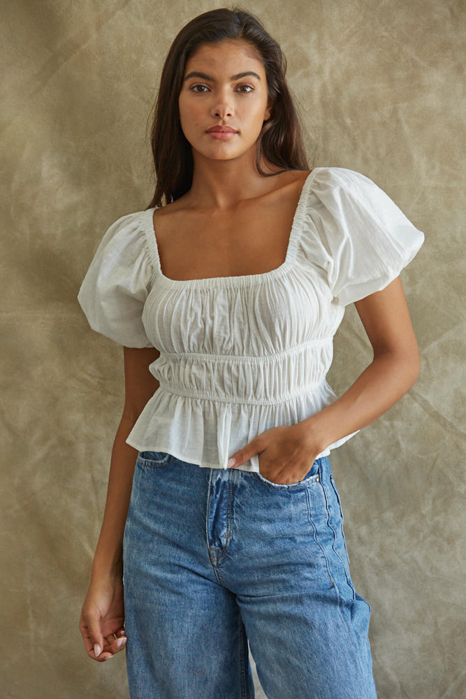 Dear August Puff Sleeve Crop Top