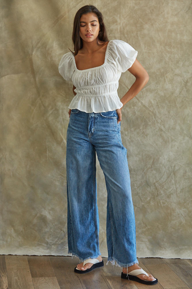 Dear August Puff Sleeve Crop Top