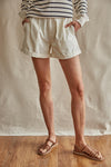 Barnett Cotton Pocketed High Rise Shorts- Cream
