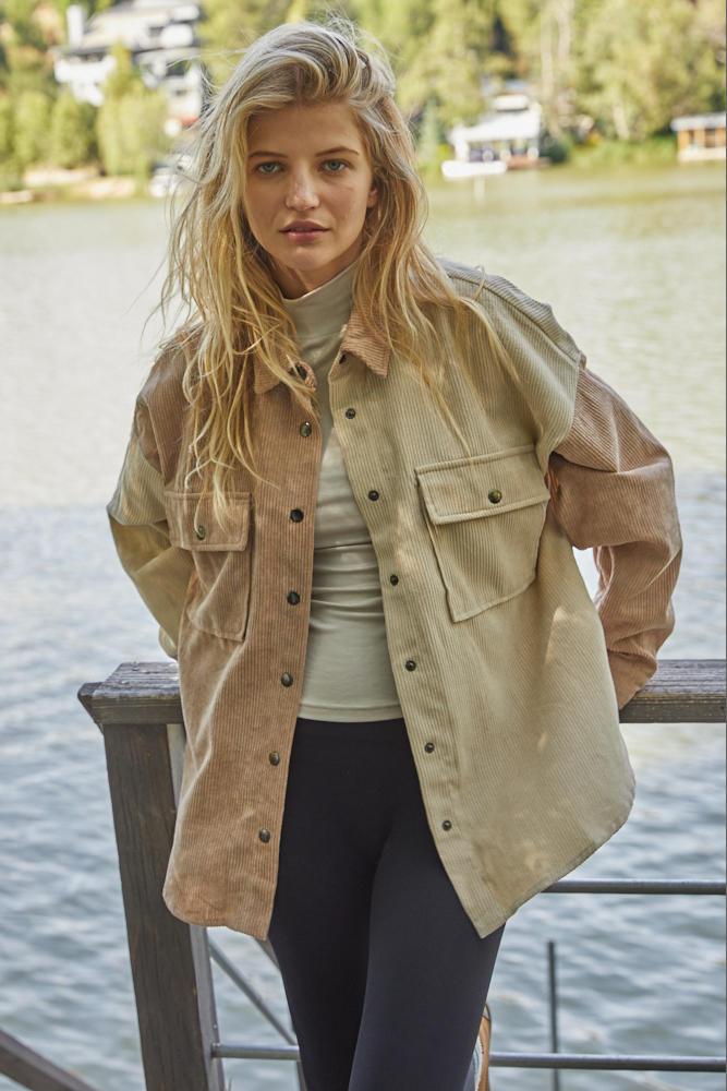 Remi Corduroy Color Block Shacket