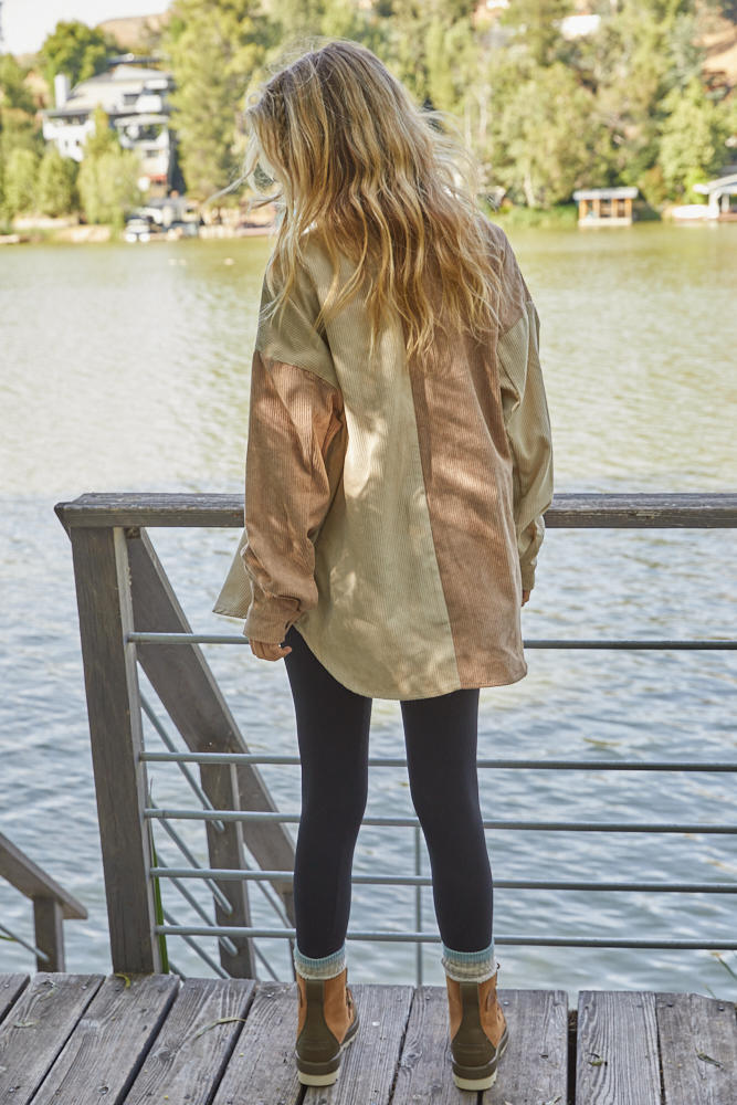 Remi Corduroy Color Block Shacket