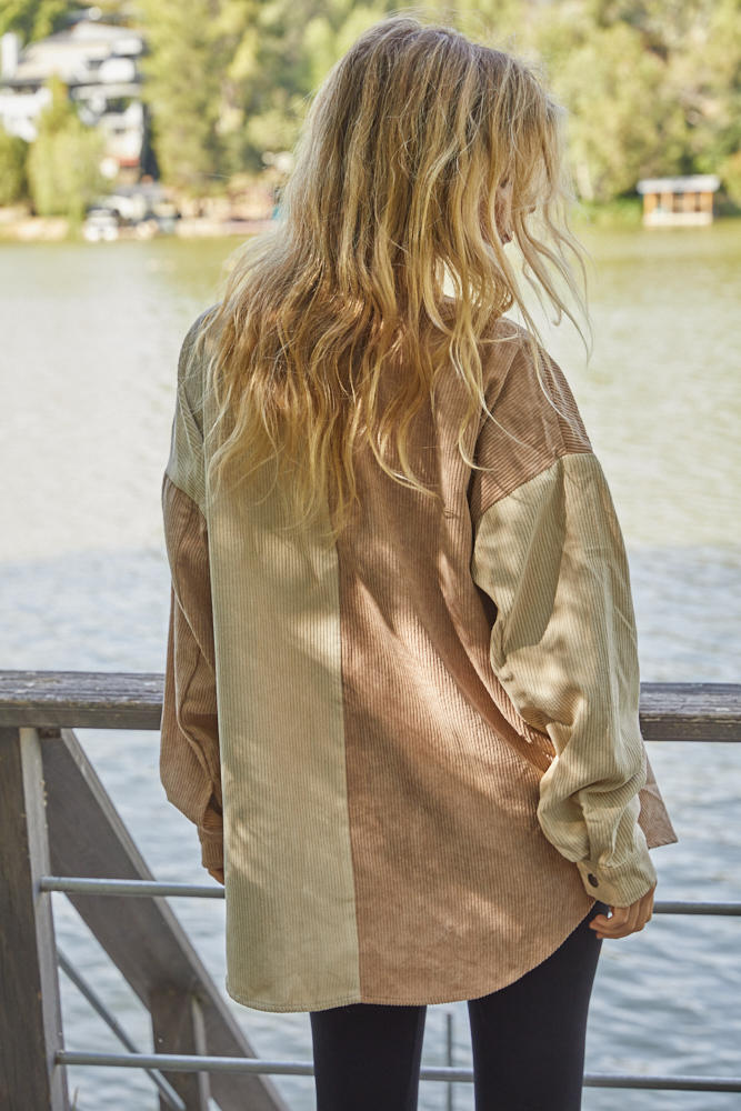 Remi Corduroy Color Block Shacket