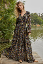 Talula Floral Tiered Chiffon Maxi Dress