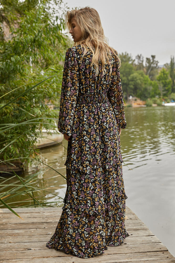 Talula Floral Tiered Chiffon Maxi Dress
