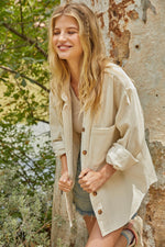Camfield Corduroy Button Down Shacket- Cream