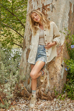 Camfield Corduroy Button Down Shacket- Cream