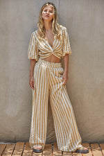 Becca Striped High Rise Wide Leg Pants