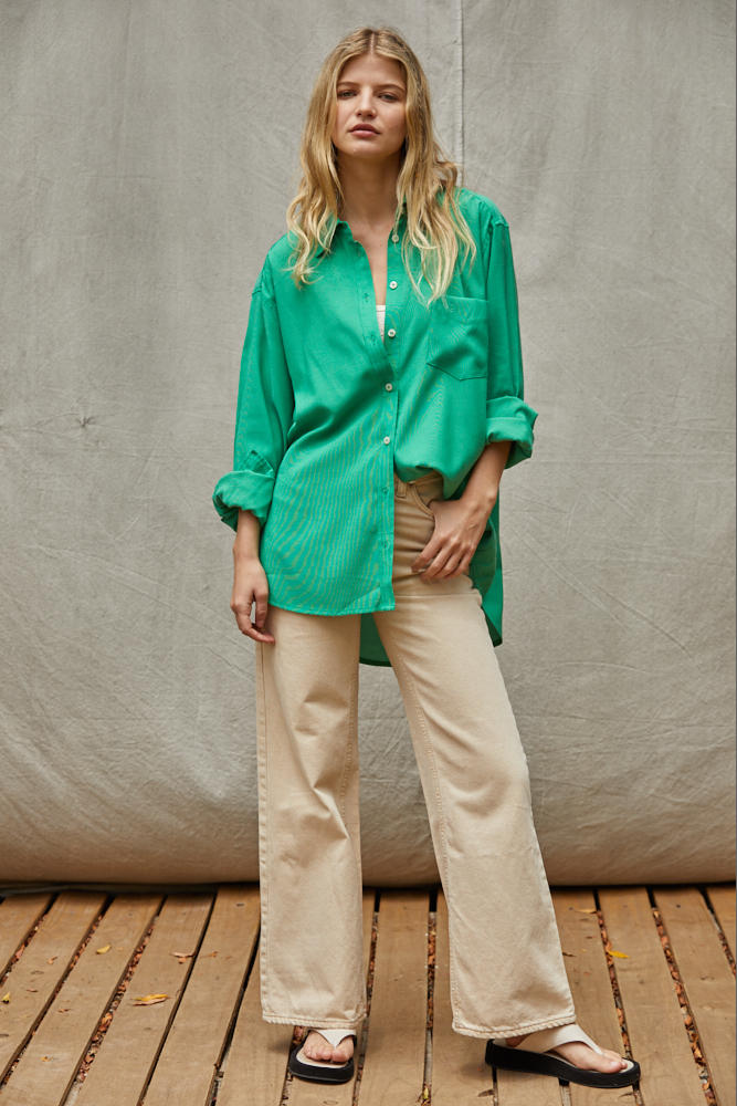 Good Luck Button Down Top