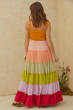 Jasmine Smocked Color Block Tiered Maxi