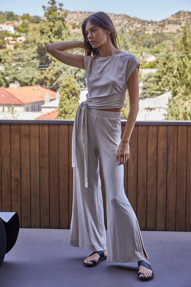 Elliana Wide Leg Ribbed Knit Pants