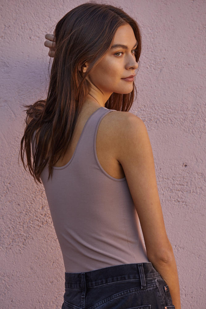 Talk Later Reversible Seamless Tank - Burnt Taupe