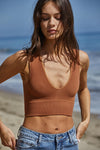 Jolie Ribbed Seamless Crop Top - Camel