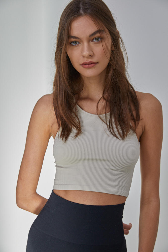 Tammy Ribbed Racerback Brami - Chalk
