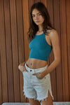 Tammy Ribbed Crop top - Teal